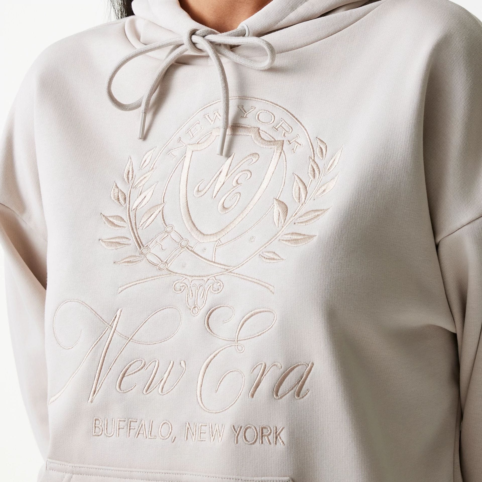 Womens New Era Crest Light Beige Pullover Hoodie - Image 6