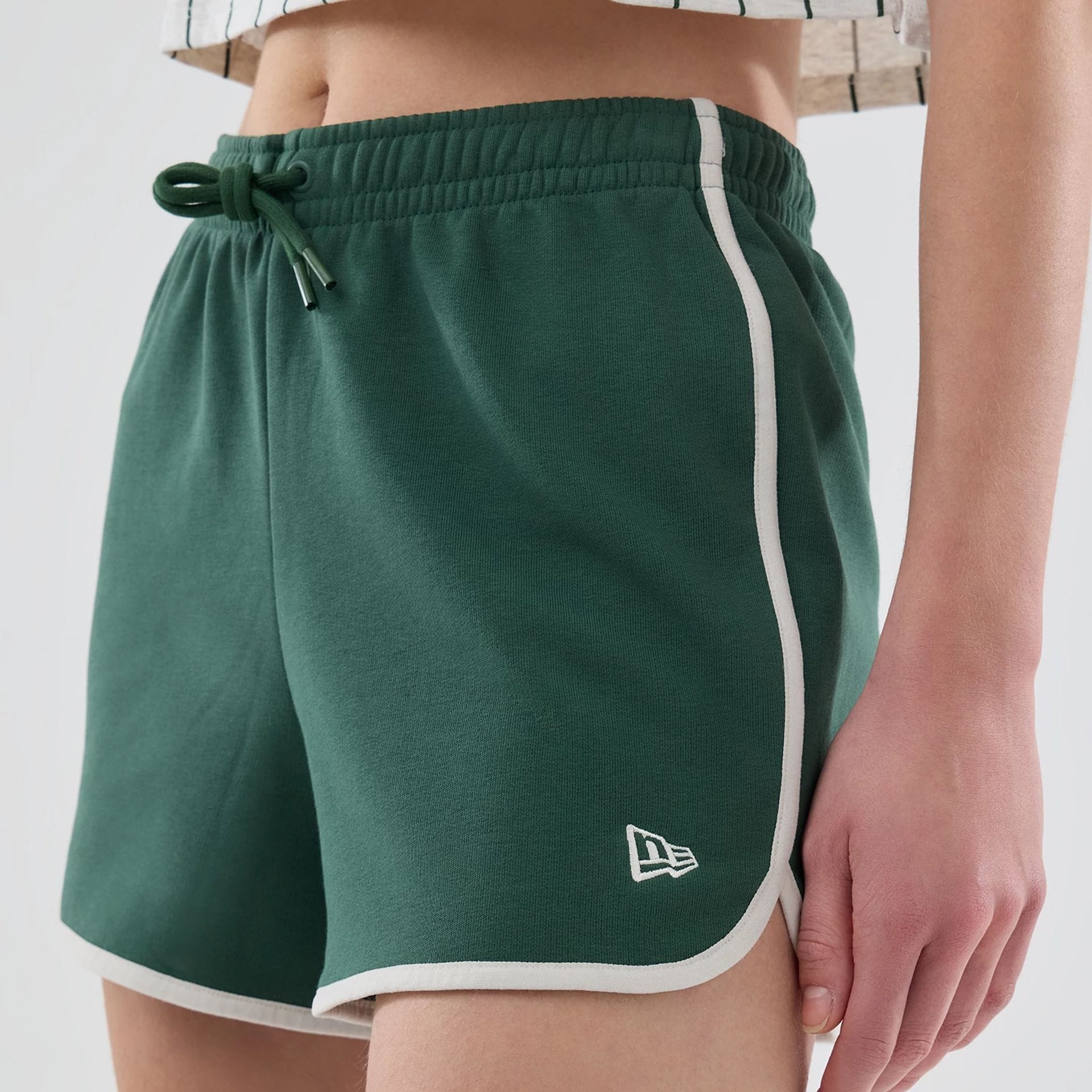 Womens New Era Dark Green Track Shorts - Image 5