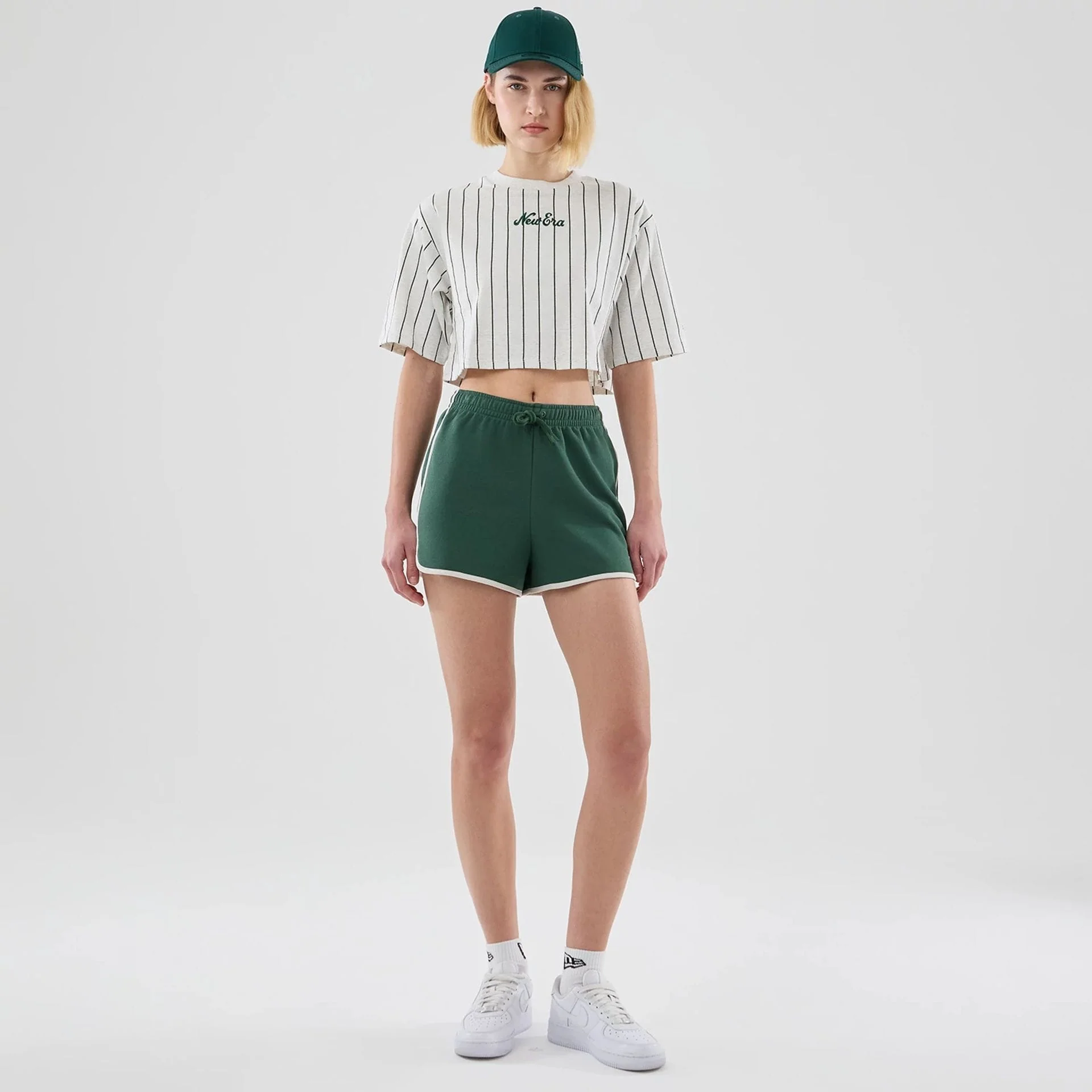 Womens New Era Dark Green Track Shorts - Image 8