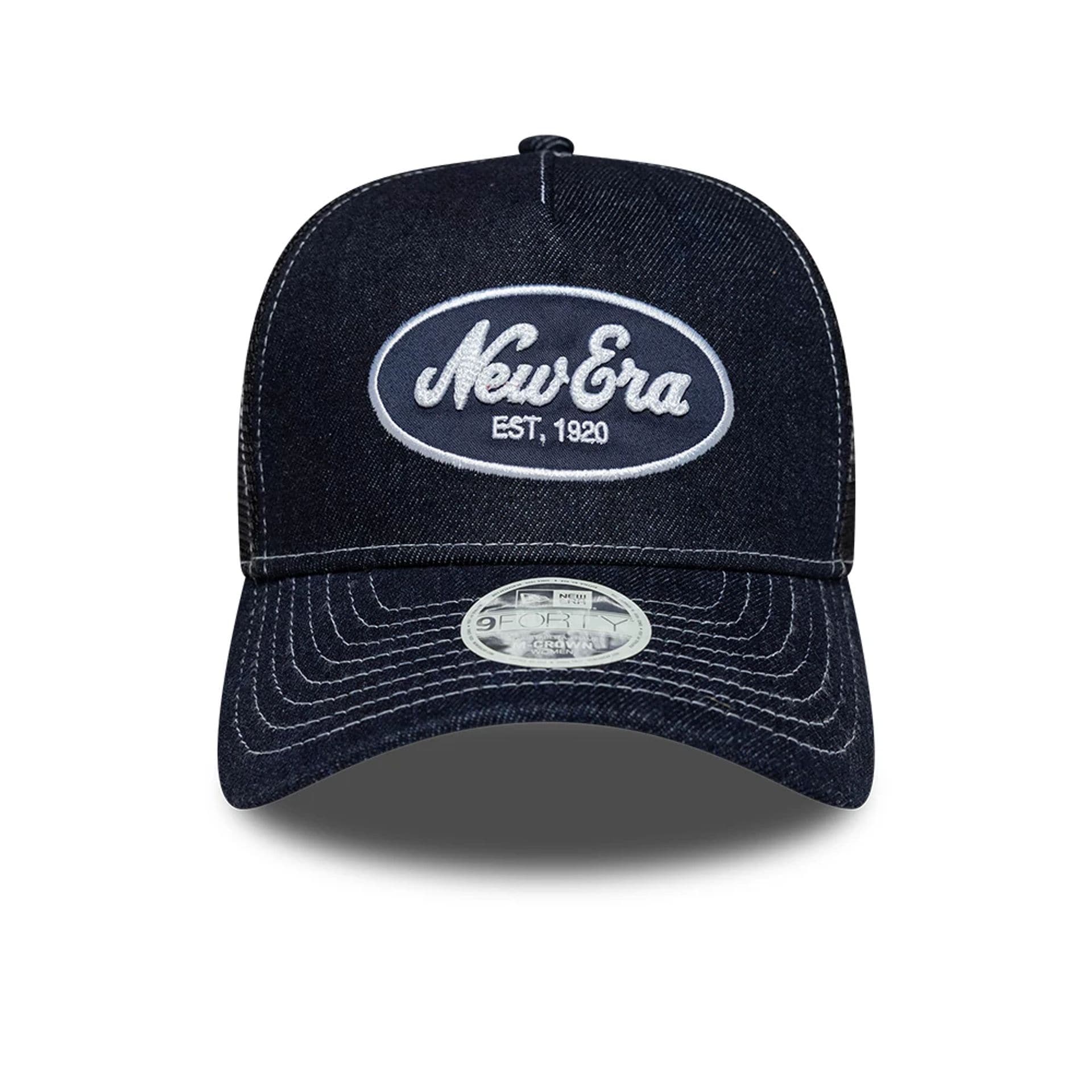 Womens New Era Denim Navy 9FORTY M-Crown A-Frame Trucker Adjustable Cap - Image 2