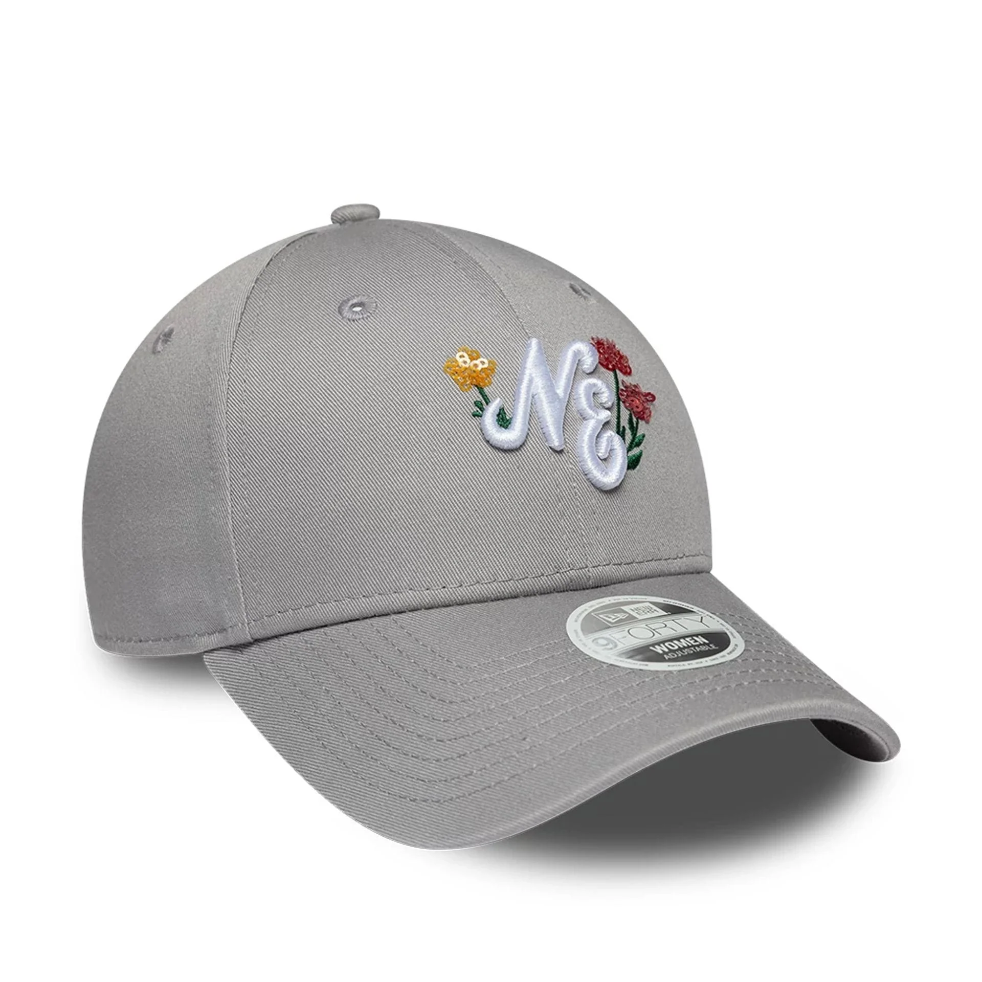 Womens New Era Floral Icon Grey 9FORTY Adjustable Cap - Image 3