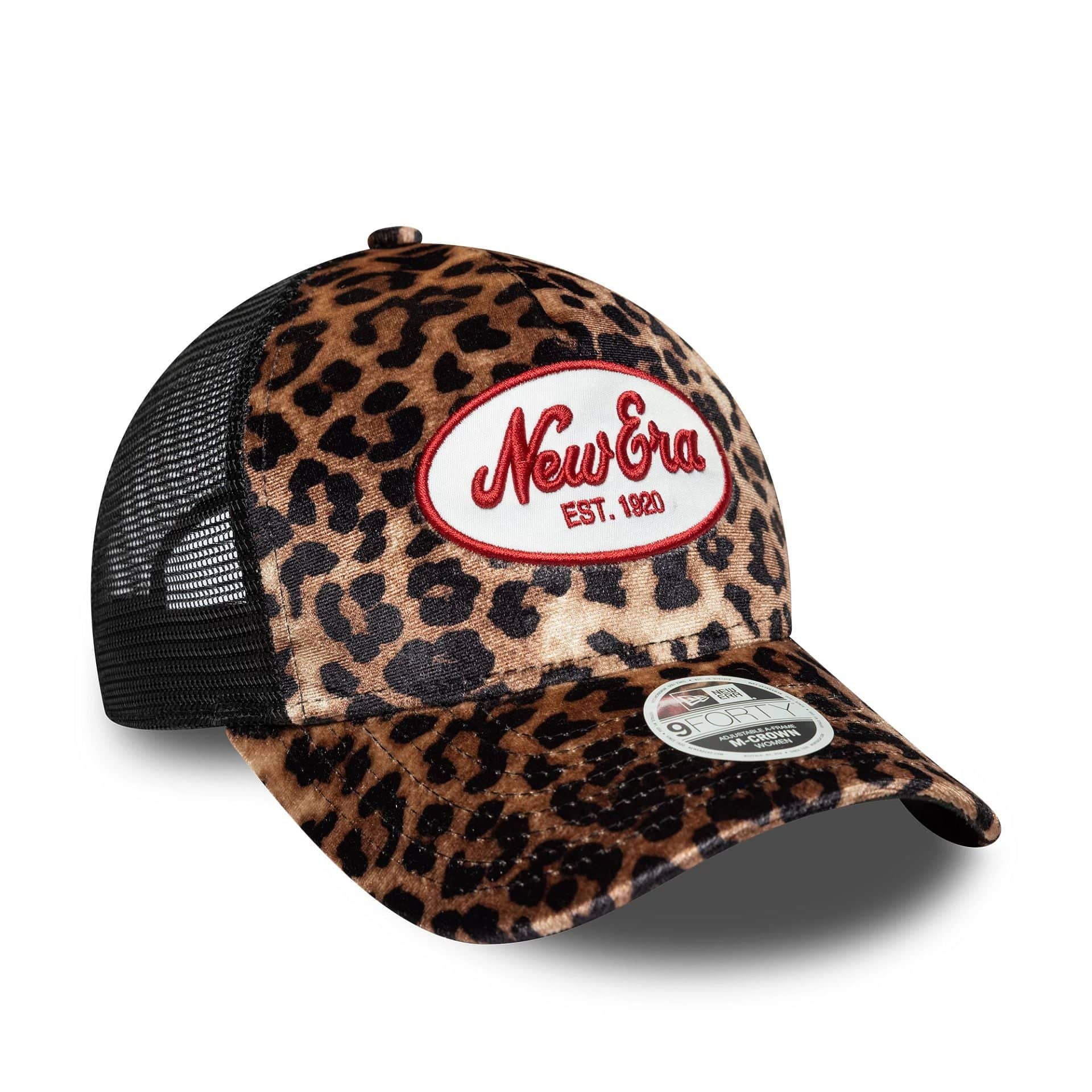 Womens New Era Leopard Light Beige 9FORTY M-Crown A-Frame Trucker Cap - Image 3