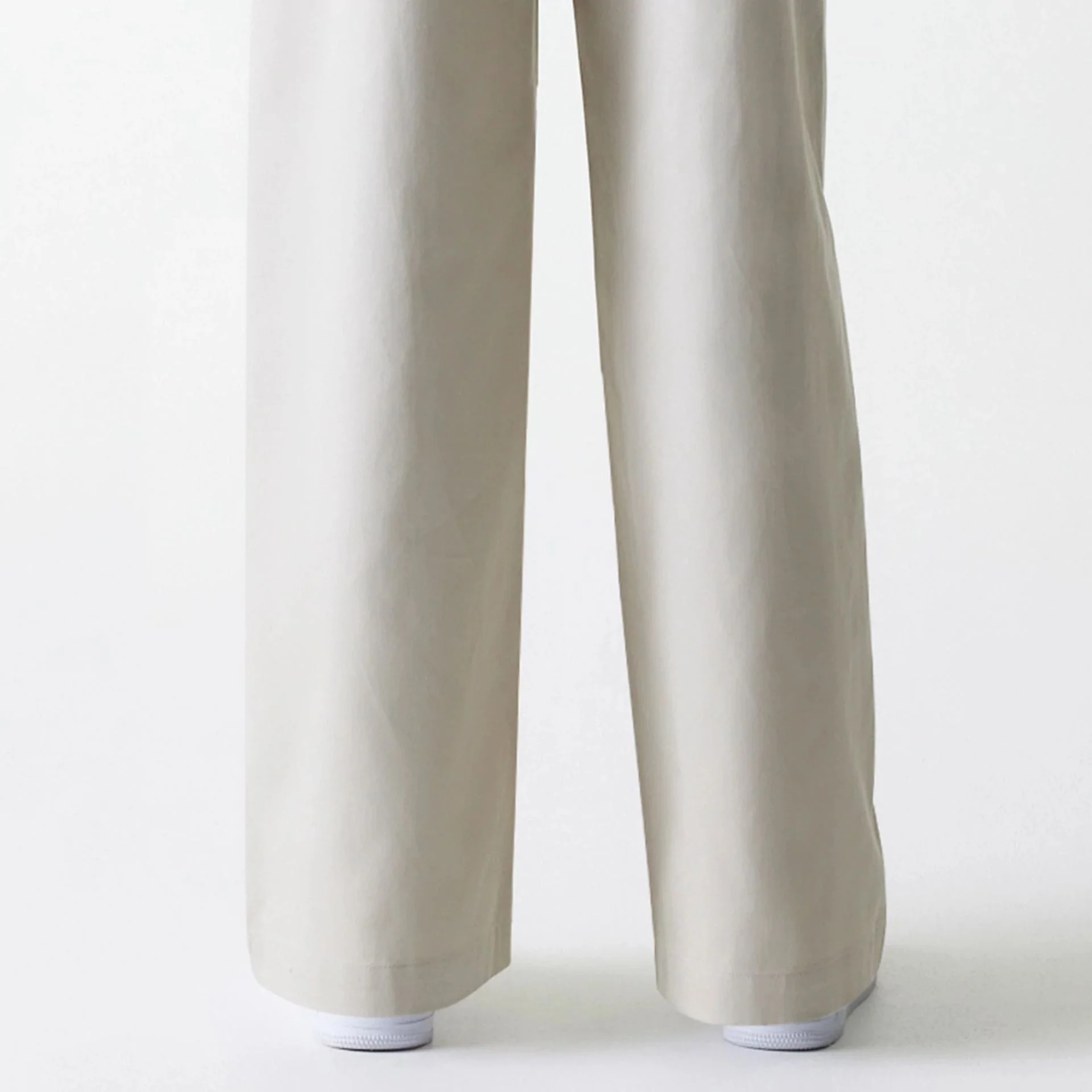 Womens New Era Light Beige Wide Leg Chino Trousers - Image 3