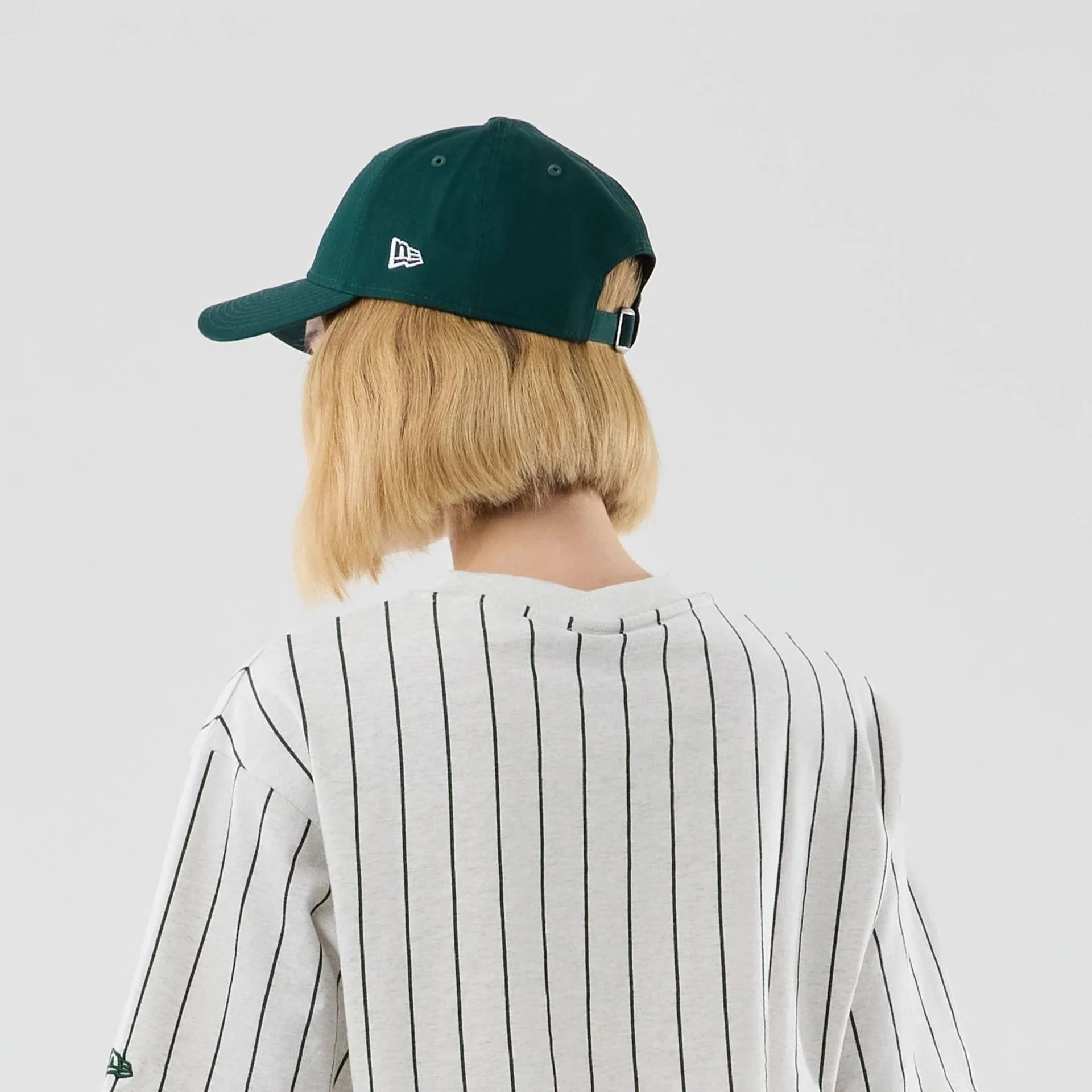 Womens New Era Pinstripe Pastel Grey Cropped T-shirt - Image 7