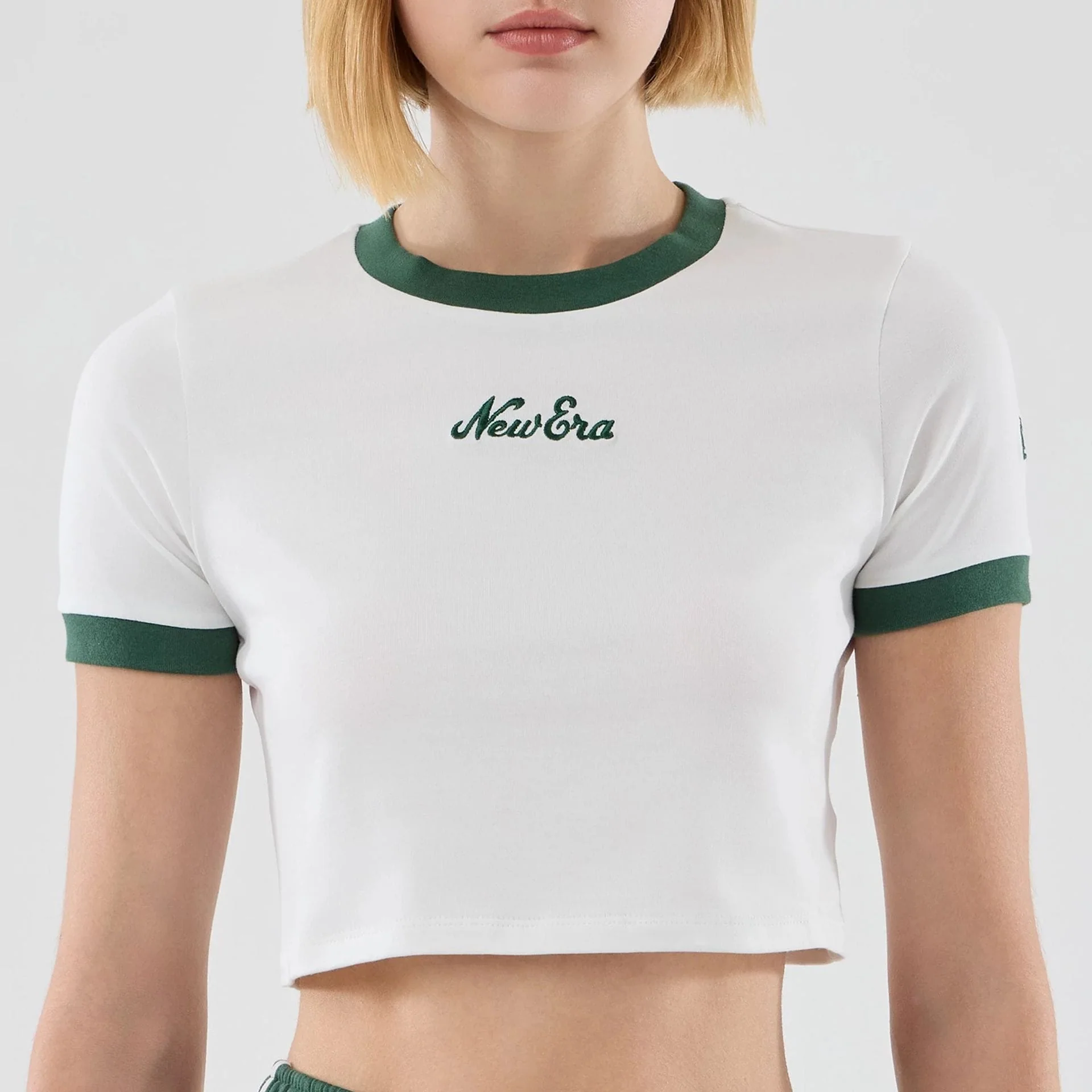 Womens New Era White Cropped Slim T-shirt - Image 3