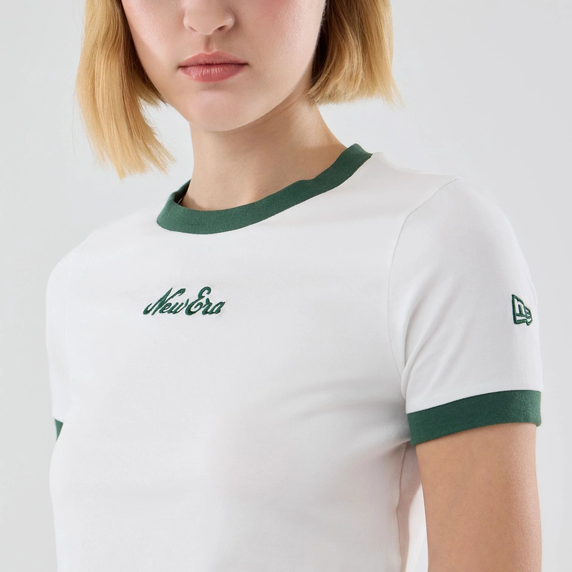 Womens New Era White Cropped Slim T-shirt - Image 4