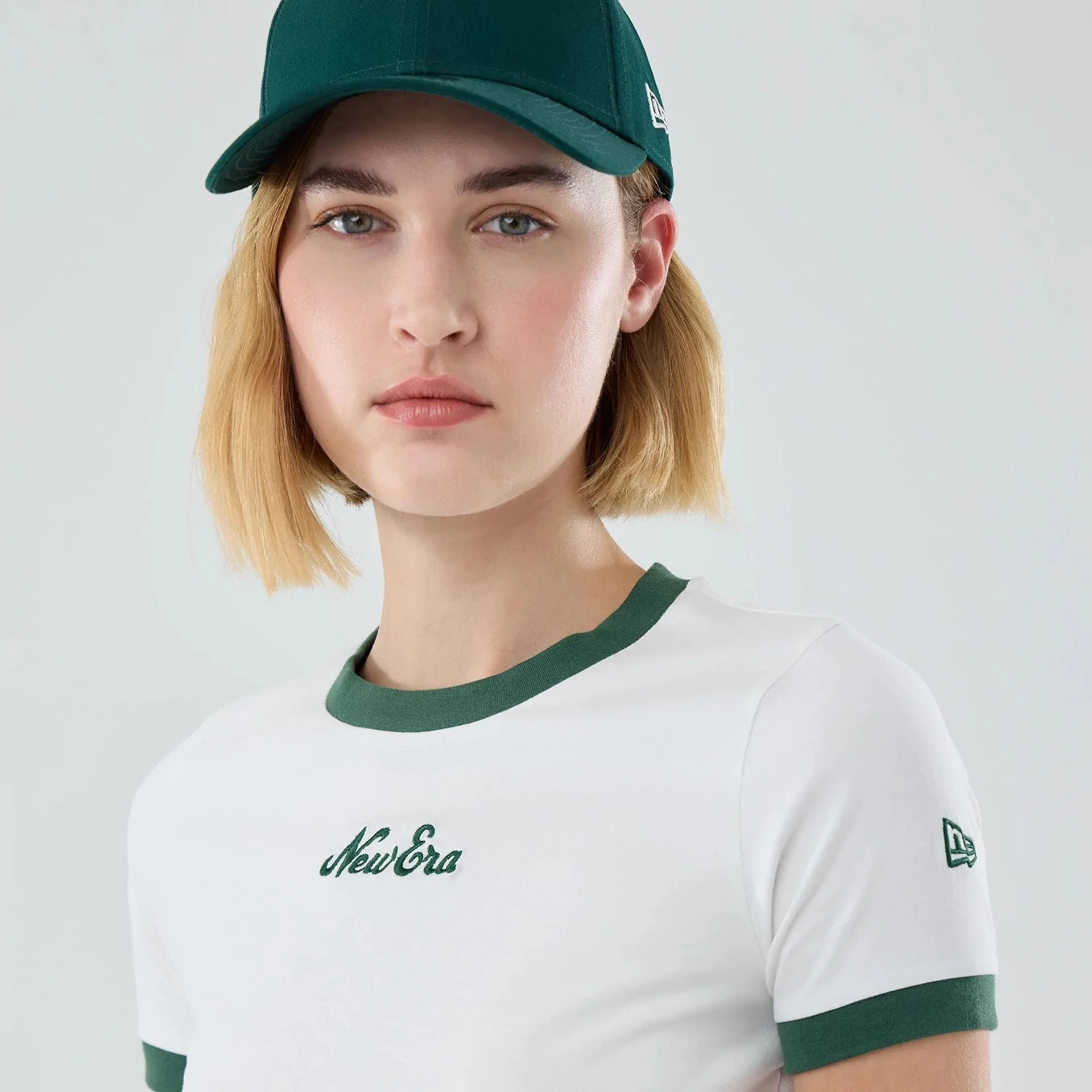 Womens New Era White Cropped Slim T-shirt - Image 6