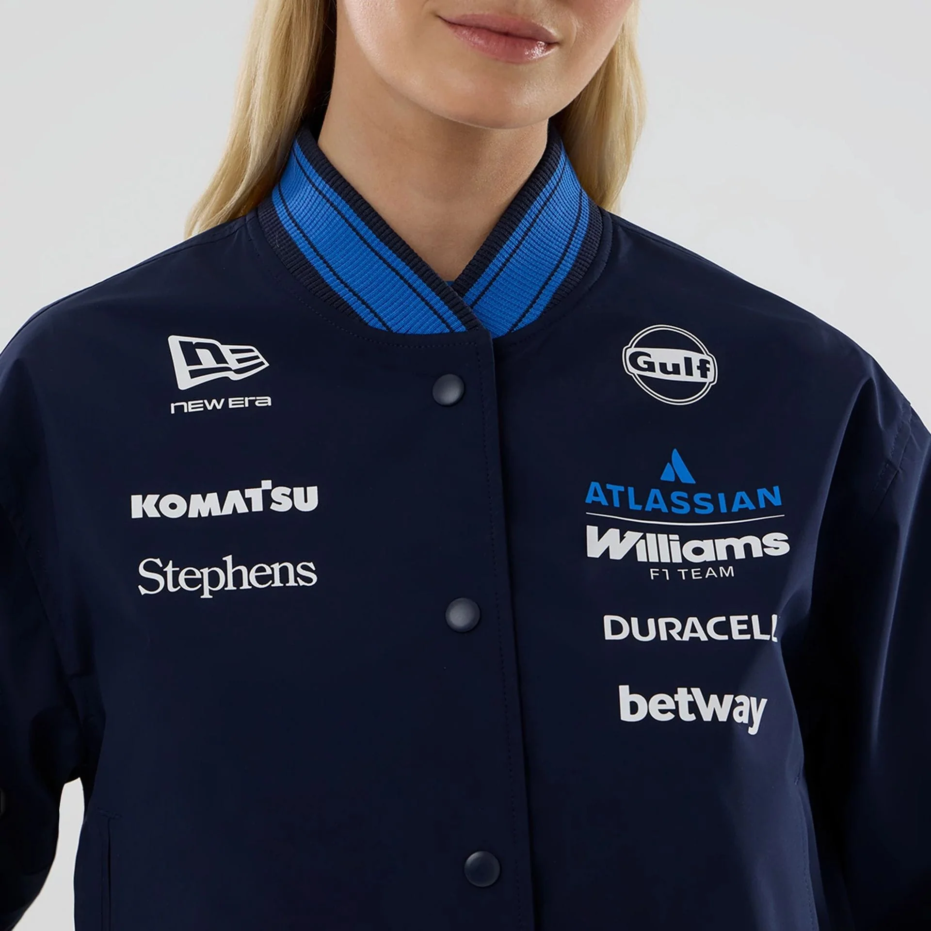 Womens Williams Navy Varsity Jacket - Image 3