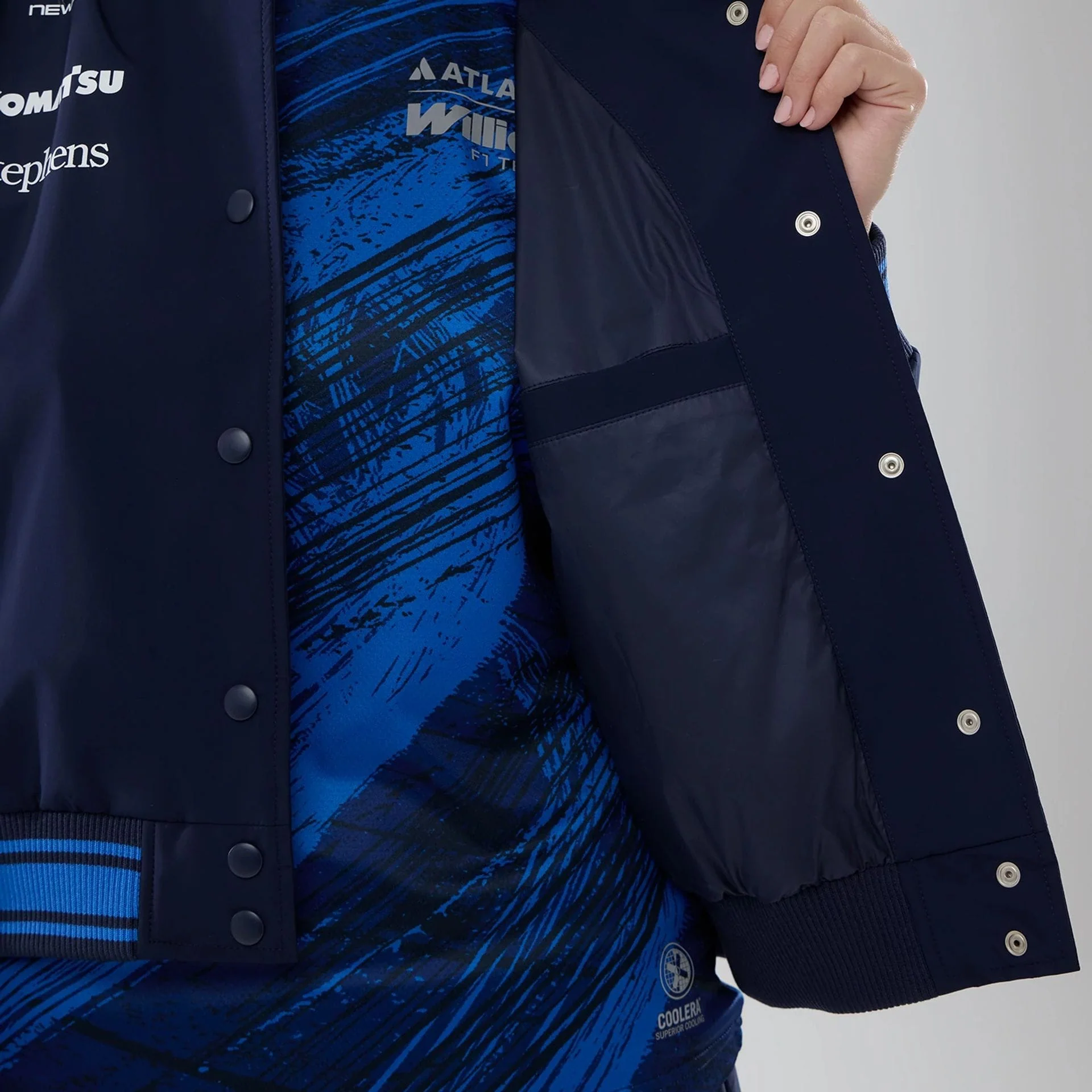 Womens Williams Navy Varsity Jacket - Image 7