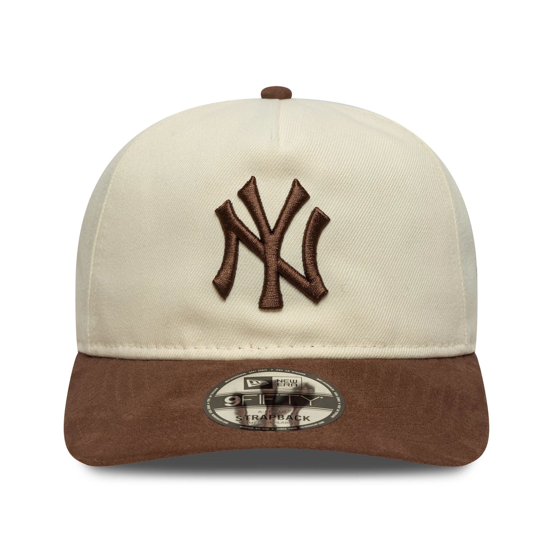 Yankees MLB Suede Visor Light Beige 9FIFTY A-Frame Snapback Cap - Image 2