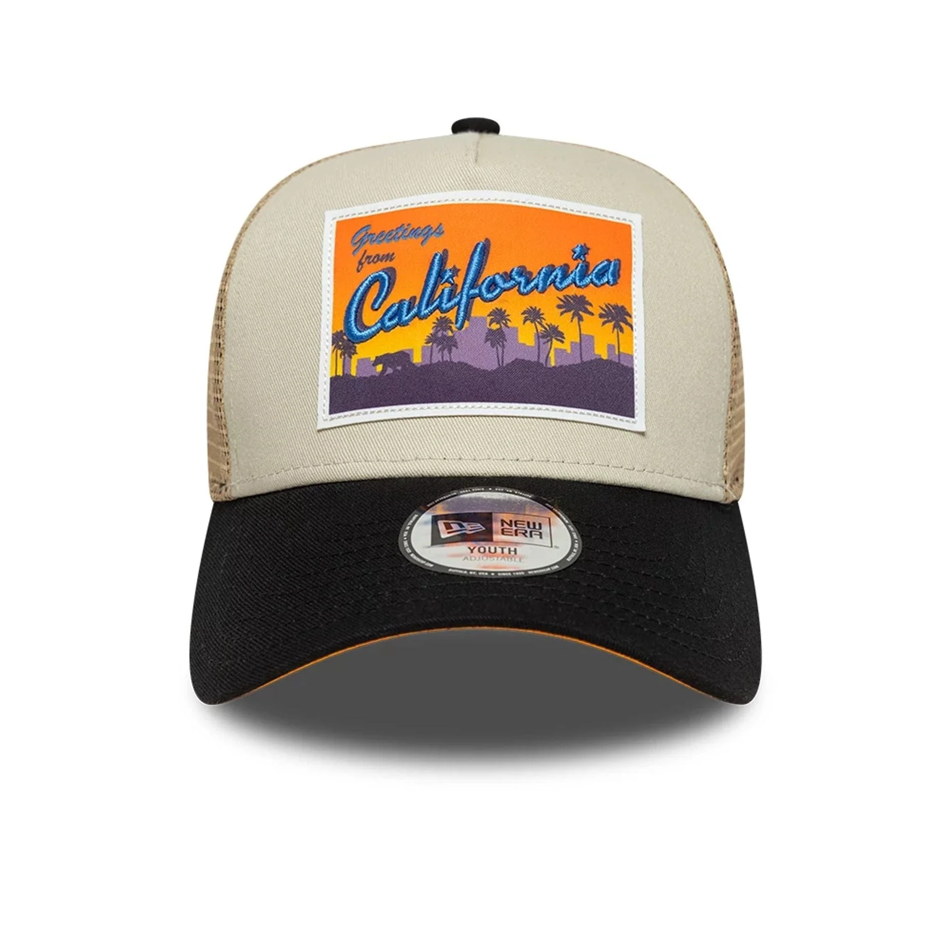 Youth New Era Location Light Beige 9FORTY A-Frame Trucker Adjustable Cap - Image 2